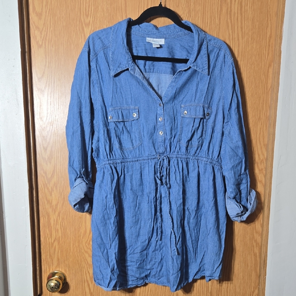 Motherhood Blue Button-Up Tunic Dress
